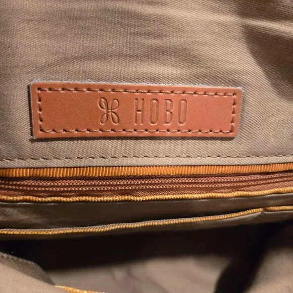 HOBO Sheila Medium Satchel Crossbody Tan Crackle Print Leather Zip Top Bag - Picture 8 of 12